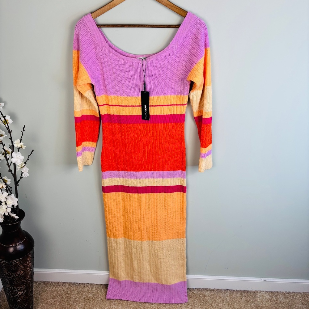 Fashion Nova Color block Sweater Midi Dress NWT Size XL - Picture 3 of 5